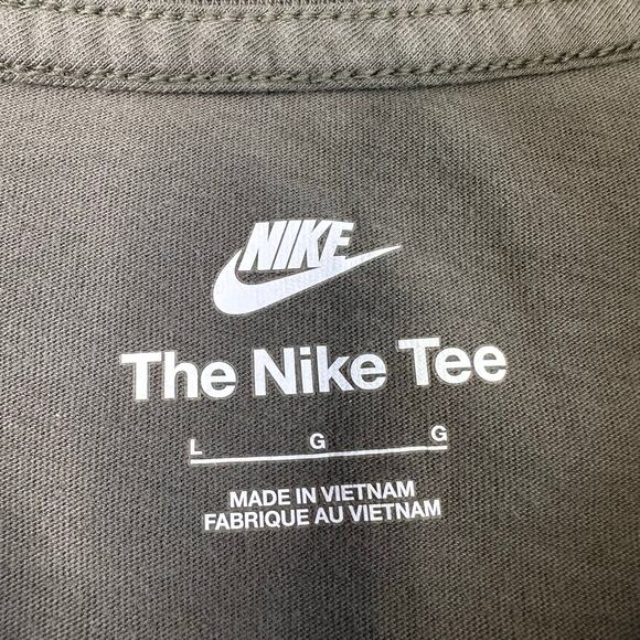 Nike Double Swoosh T-Shirt Men's L Green Crew Neck Shirt Short Sleeve Tee Cotton - Picture 4 of 6